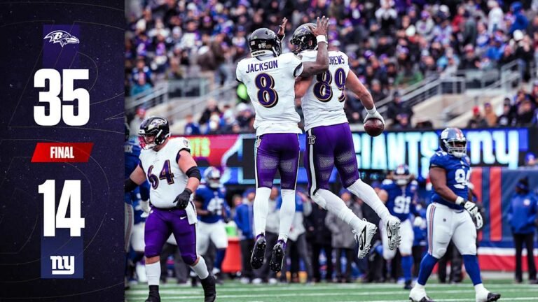 Baltimore Ravens vs New York Giants Match Player Stats